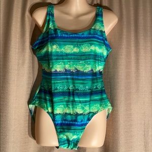Islander sz 12 blue green swimsuit